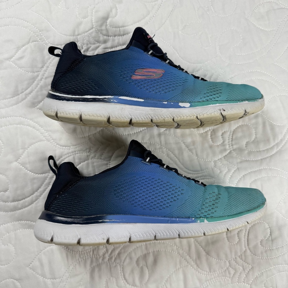 Skechers Summits Bright Charmer Sneakers Memory Foam Slip On Blue Womens 7.5 EUC - Picture 2 of 9